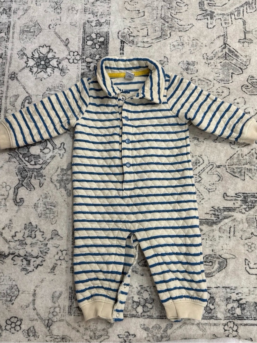 Kids Blue & Cream Striped Quilted One-Piece